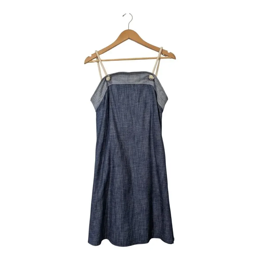 Amadi Anthropologie Denim Rope Strap Mini Dress Women Medium Blue Chambray W - Picture 2 of 8